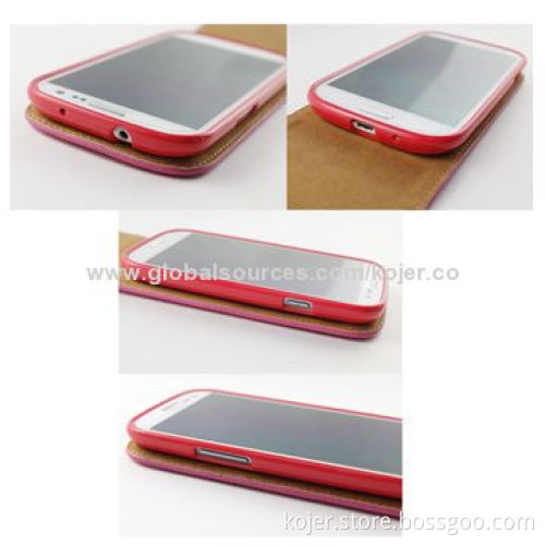 Mobile Phone Flip Cases for Samsung i9300 with TPU Inside for Precise Shape Fitting
